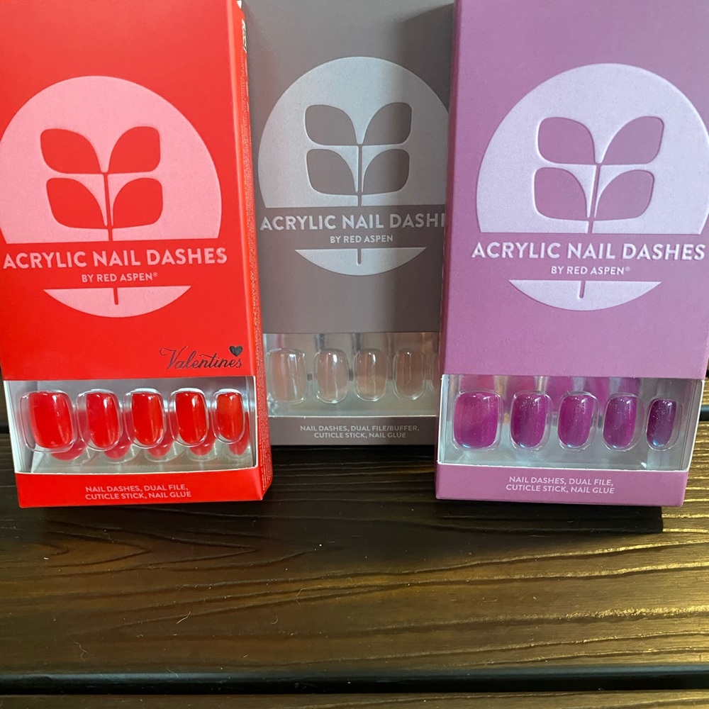Acrylic Nail Dashes, 3 sets. Brand new in boxes.